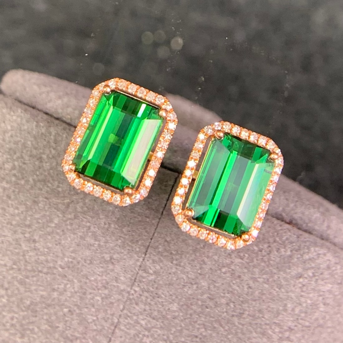 14k Gold 3.6 Ct Natural Tourmaline & Diamond Earrings - 4