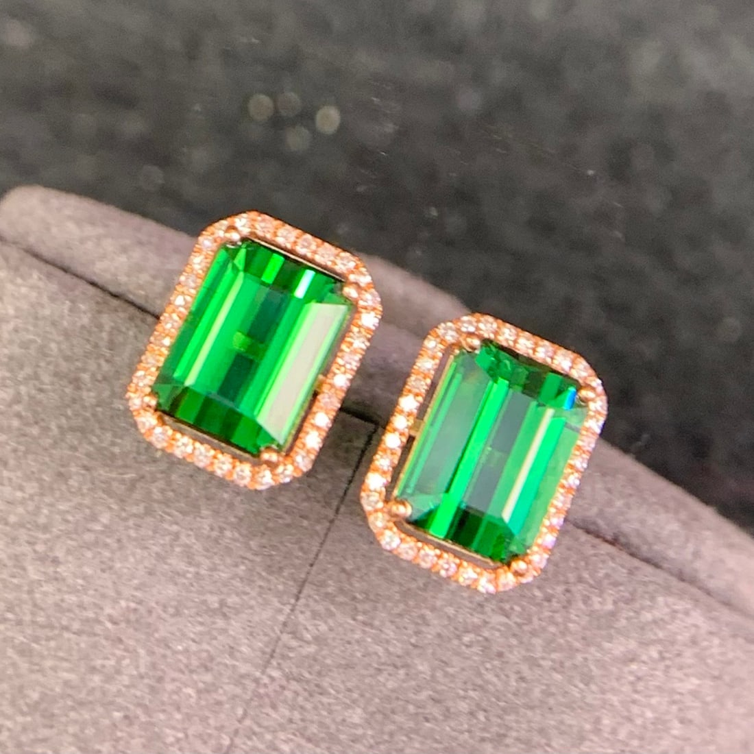 14k Gold 3.6 Ct Natural Tourmaline & Diamond Earrings - 6
