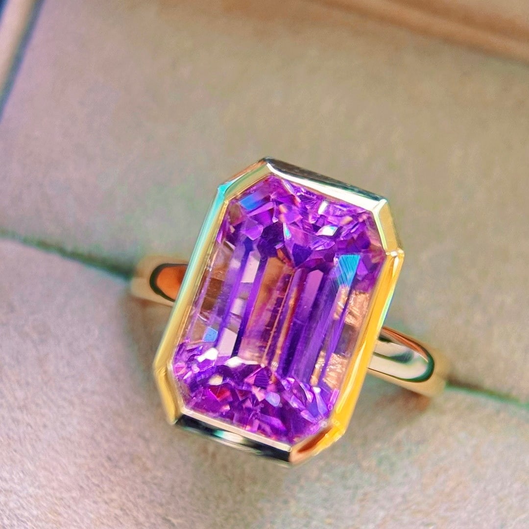 14k Gold 8.5 Ct Natural Kunzite Ring - 6