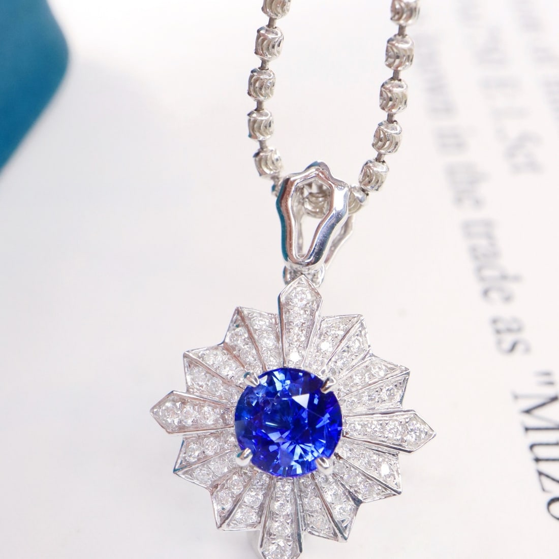 14k Gold 1.34 Ctw Natural Sapphire & Diamond Pendant( Without Chain ) - 2