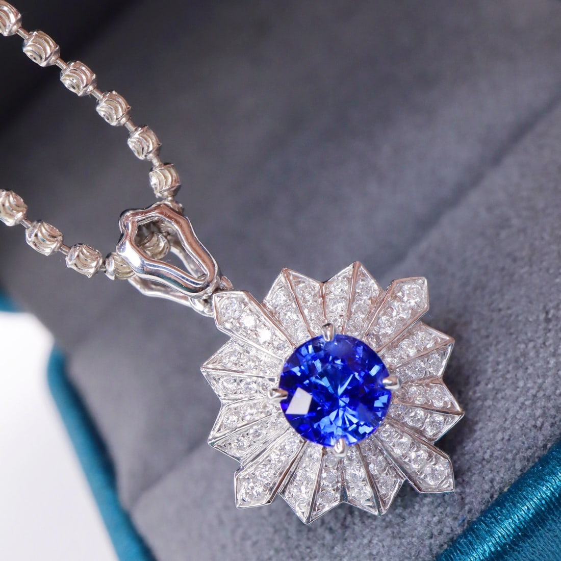 14k Gold 1.34 Ctw Natural Sapphire & Diamond Pendant( Without Chain ) - 3