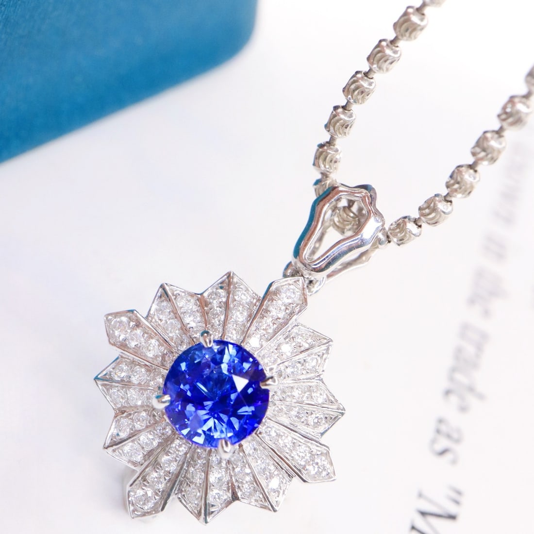 14k Gold 1.34 Ctw Natural Sapphire & Diamond Pendant( Without Chain ) - 4