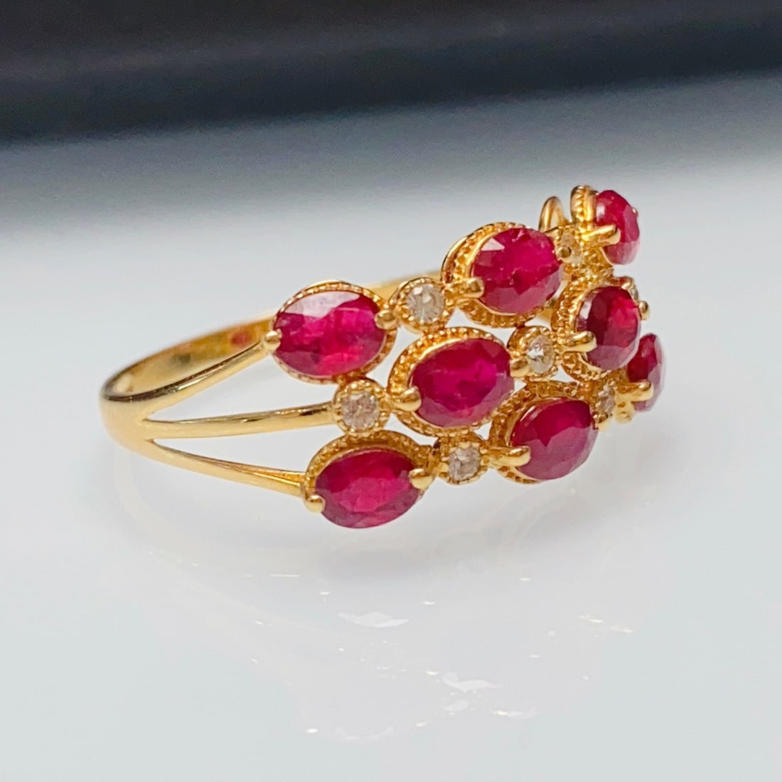 14k Gold 1.85 Ct Natural Ruby & Sapphire Ring - 2