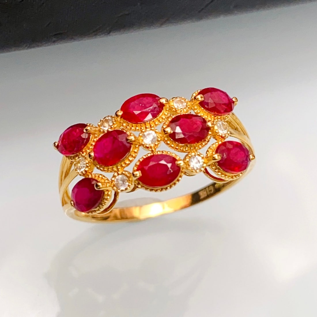 14k Gold 1.85 Ct Natural Ruby & Sapphire Ring - 4