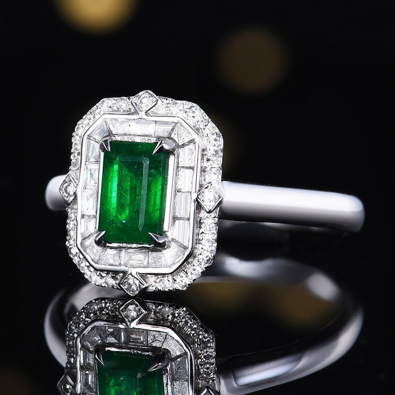 14k Gold 1.06 Ctw Vivid Green Natural Emerald & Diamond Ring - 3