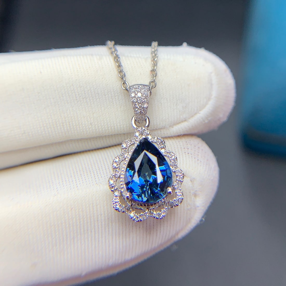 14k Gold 1.96 Ct Natural Sapphire & Diamond Pendant( Without Chain ) - 6