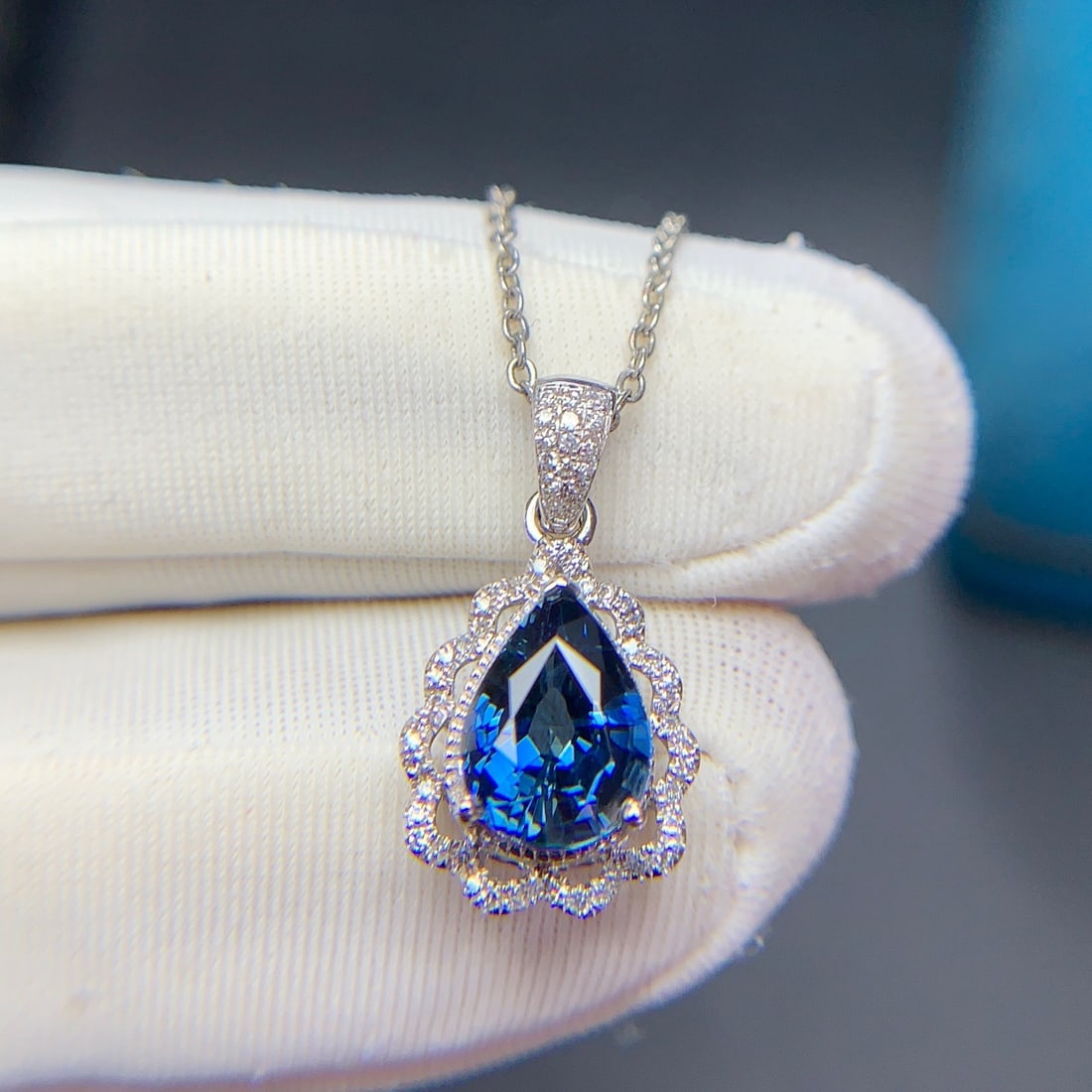 14k Gold 1.96 Ct Natural Sapphire & Diamond Pendant( Without Chain ) - 7
