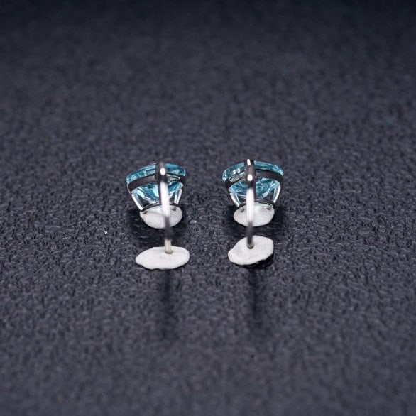 14k Gold 3.25 Ct Natural Aquamarine & Diamond Earrings - 4