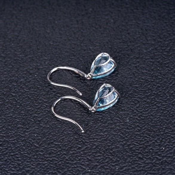 14k Gold 3.25 Ct Natural Aquamarine & Diamond Earrings - 6