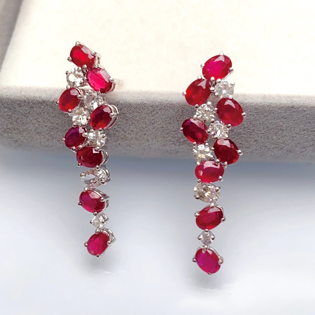 14k Gold 3.60 Ct Natural Ruby & Sapphire Earrings (1 of 5)