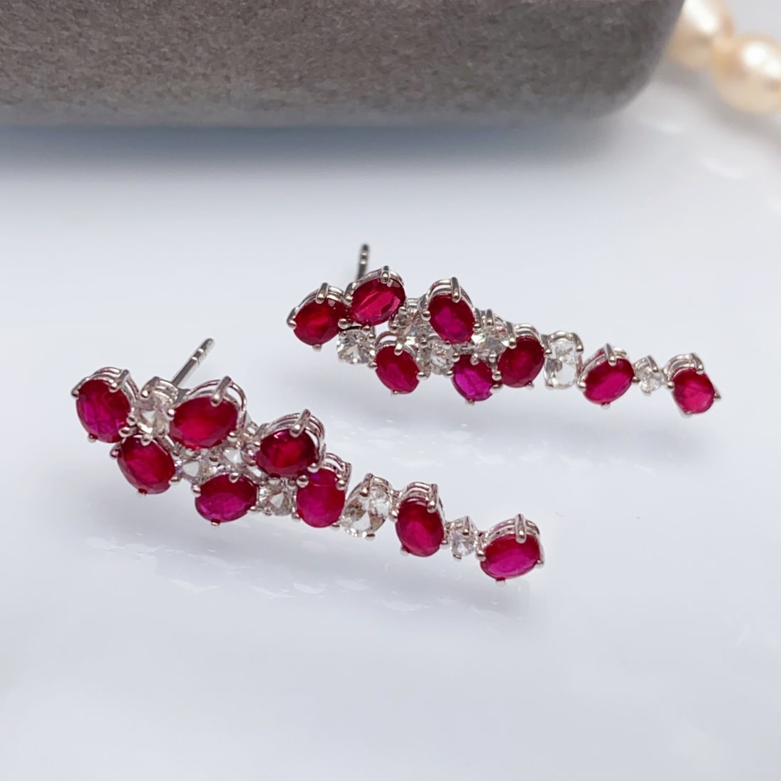 14k Gold 3.60 Ct Natural Ruby & Sapphire Earrings - 3