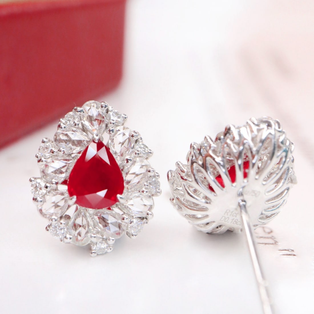 14k Gold 1.18 Ctw Vivid Red Natural Ruby & Diamond Earrings - 3