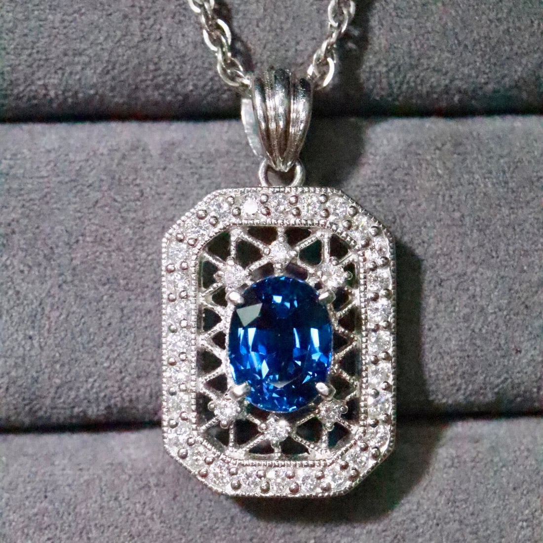 14k Gold 2.63 Ctw Natural Sapphire & Diamond Pendant( Without Chain ) (1 of 7)