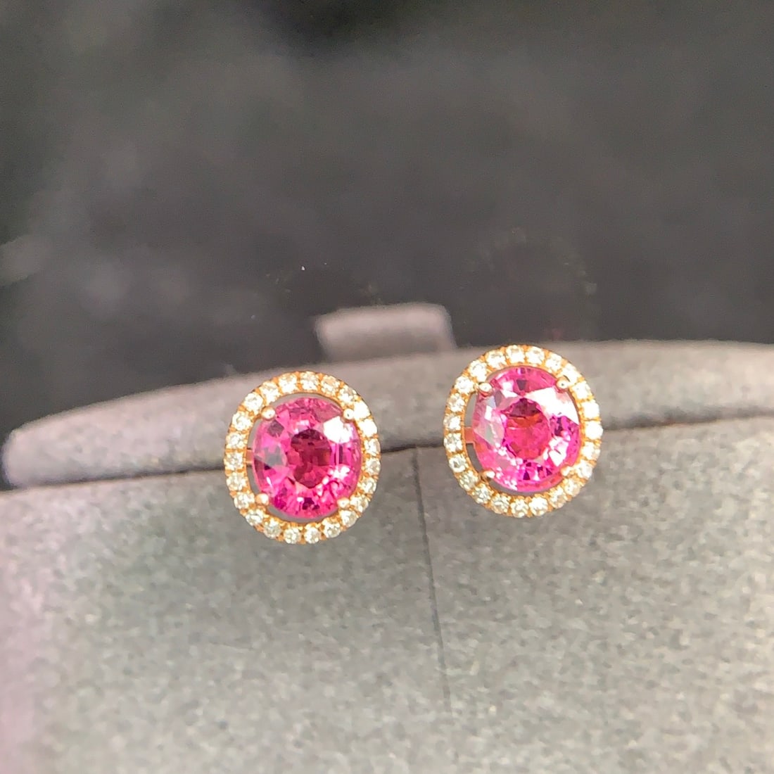 14k Gold 0.9 Ct Natural Tourmaline & Diamond Earrings - 2