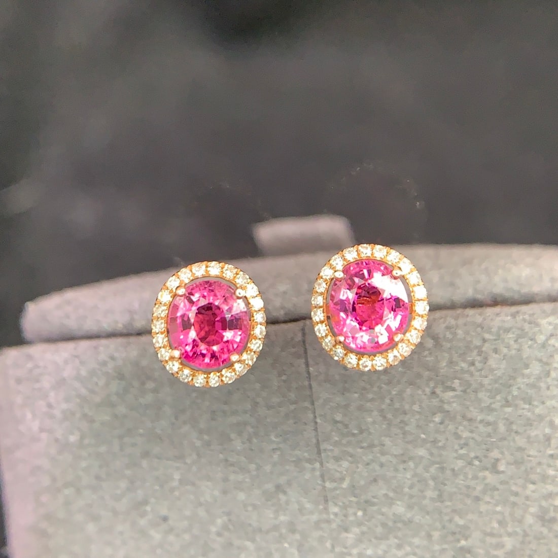 14k Gold 0.9 Ct Natural Tourmaline & Diamond Earrings - 3