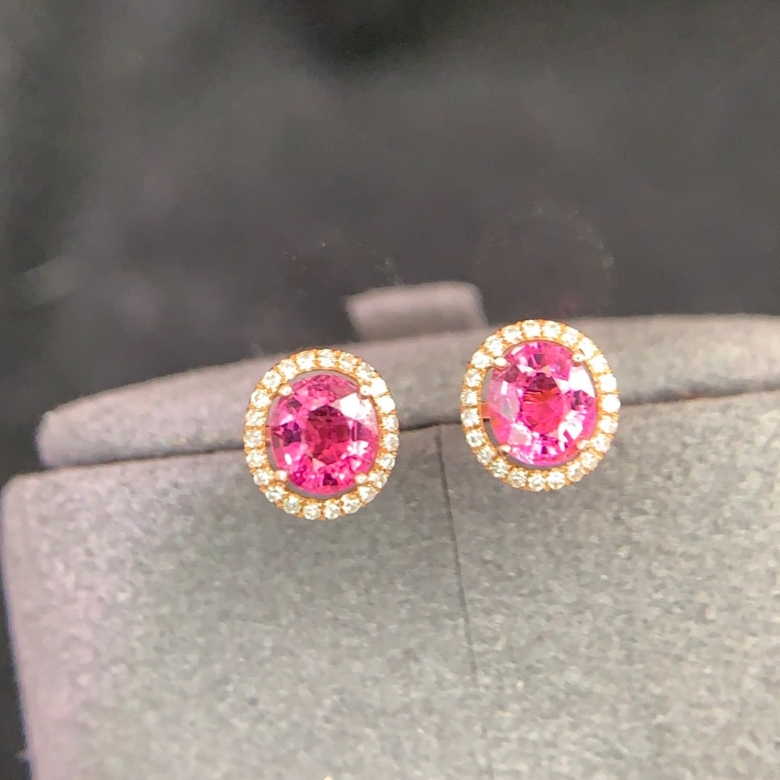 14k Gold 0.9 Ct Natural Tourmaline & Diamond Earrings - 7