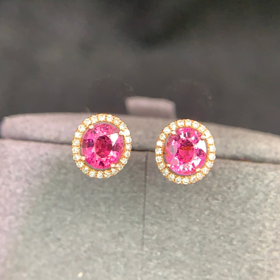 14k Gold 0.9 Ct Natural Tourmaline & Diamond Earrings - 8