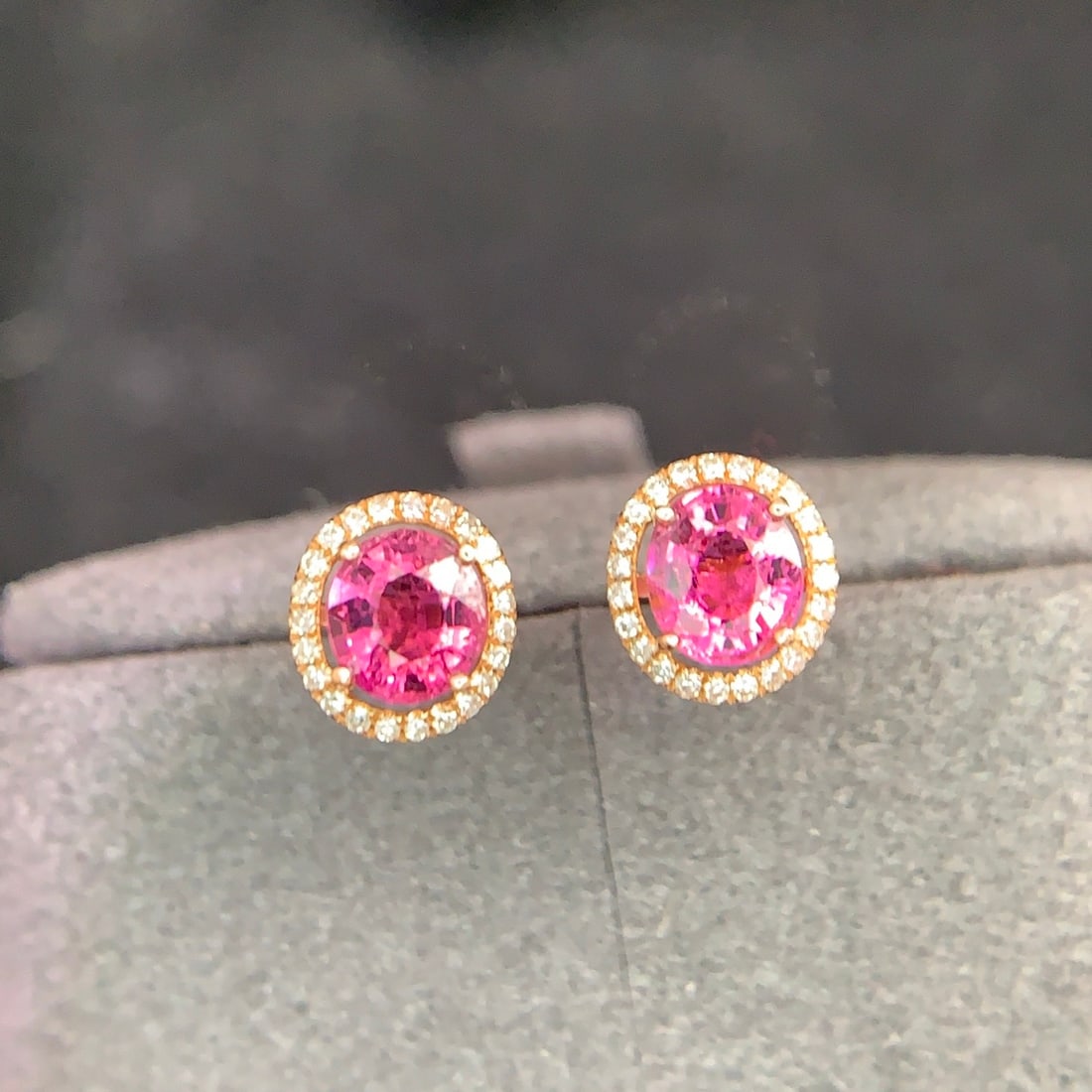 14k Gold 0.9 Ct Natural Tourmaline & Diamond Earrings - 9