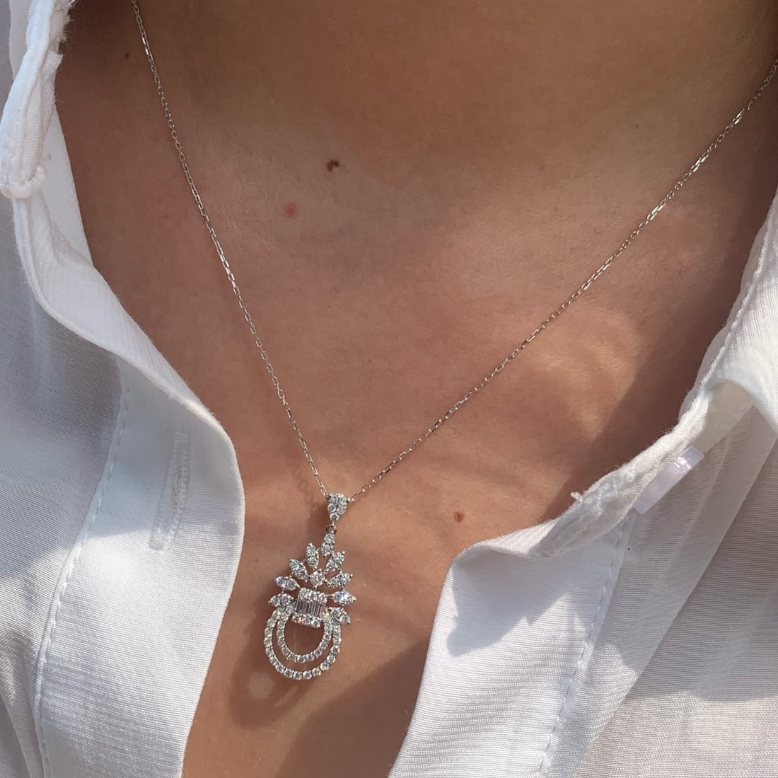 14k Gold 0.78 Ct Natural H Diamond Necklace - 4