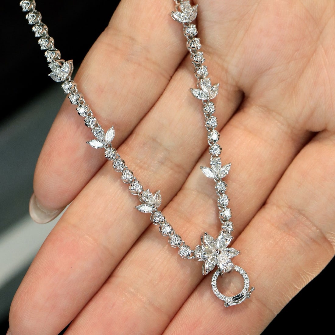 14k Gold 1.60 Ct Natural H Diamond Necklace - 3