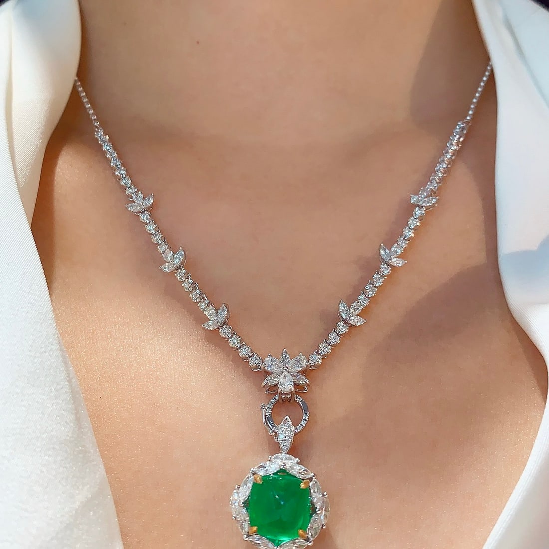 14k Gold 1.60 Ct Natural H Diamond Necklace - 6