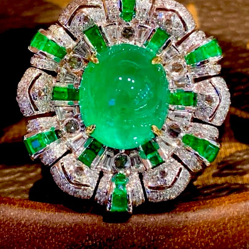 14k Gold 8.05 Ct Natural Emerald & Diamond Ring/pendant( Without Chain ) (1 of 9)