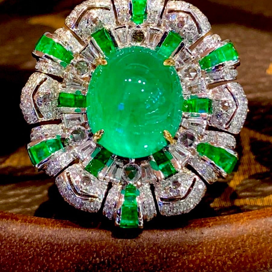 14k Gold 8.05 Ct Natural Emerald & Diamond Ring/pendant( Without Chain ) - 3