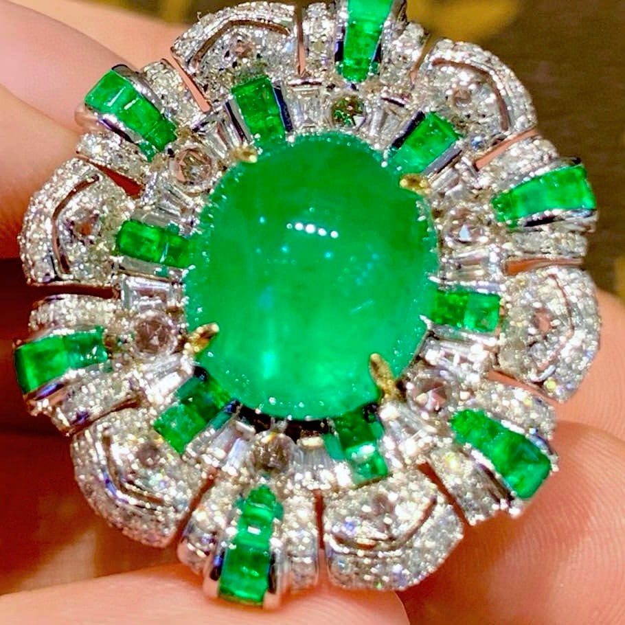 14k Gold 8.05 Ct Natural Emerald & Diamond Ring/pendant( Without Chain ) - 4