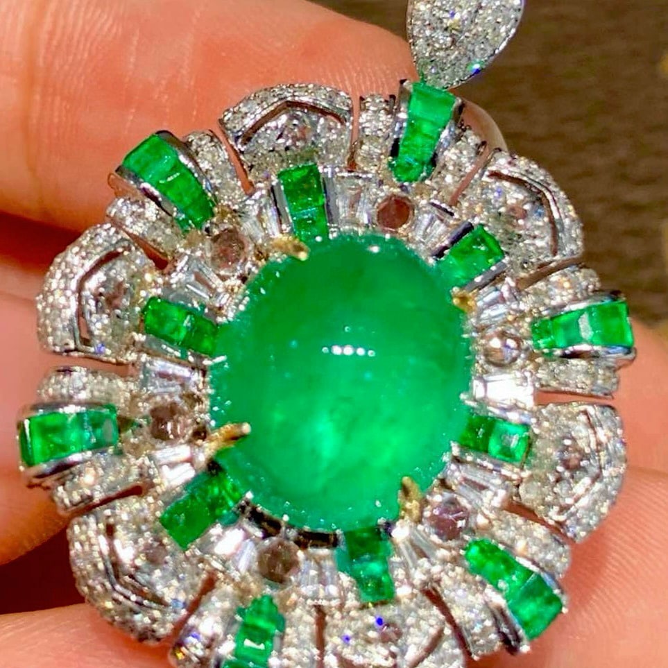 14k Gold 8.05 Ct Natural Emerald & Diamond Ring/pendant( Without Chain ) - 5