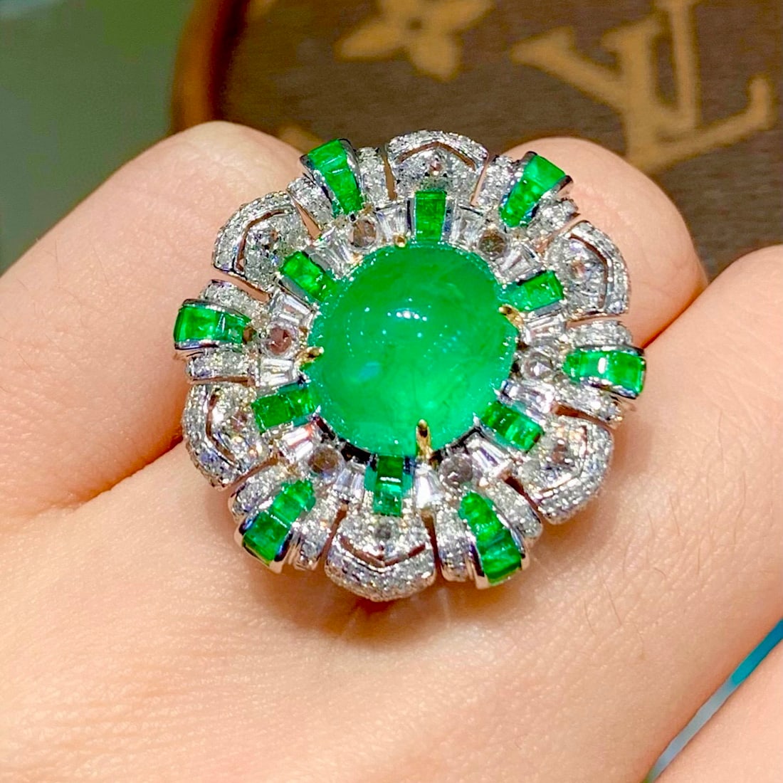 14k Gold 8.05 Ct Natural Emerald & Diamond Ring/pendant( Without Chain ) - 6