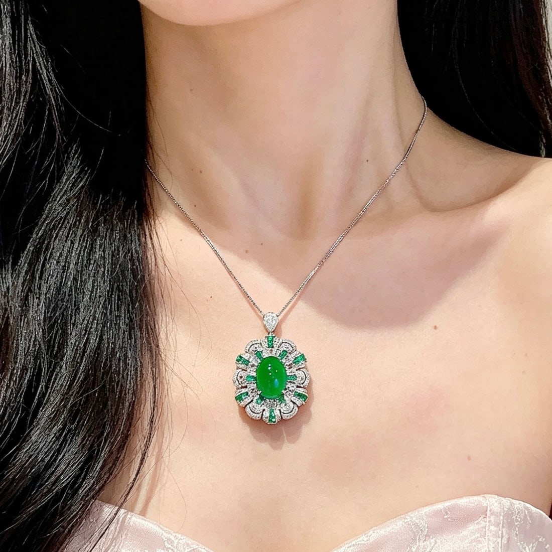 14k Gold 8.05 Ct Natural Emerald & Diamond Ring/pendant( Without Chain ) - 8