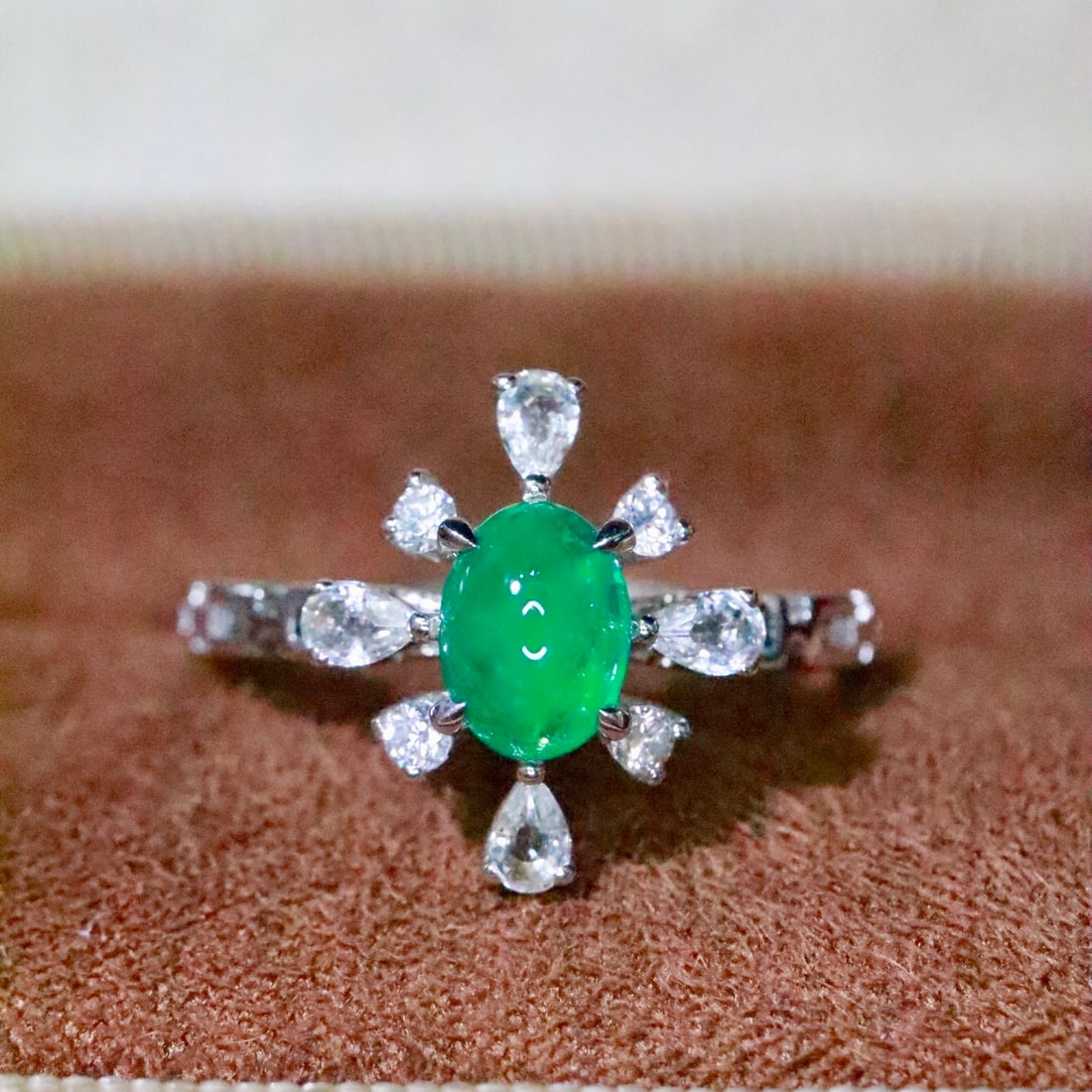 14k Gold 0.66 Ctw Natural Emerald & Diamond Ring: Ref:231154375 // gold content:14k gold // ring size:7. 25us // // main gemstone:emerald // shape:oval // carat weight:0. 58ct // color:green // treatment:natural // // adjacent gemstone 2 : diamond