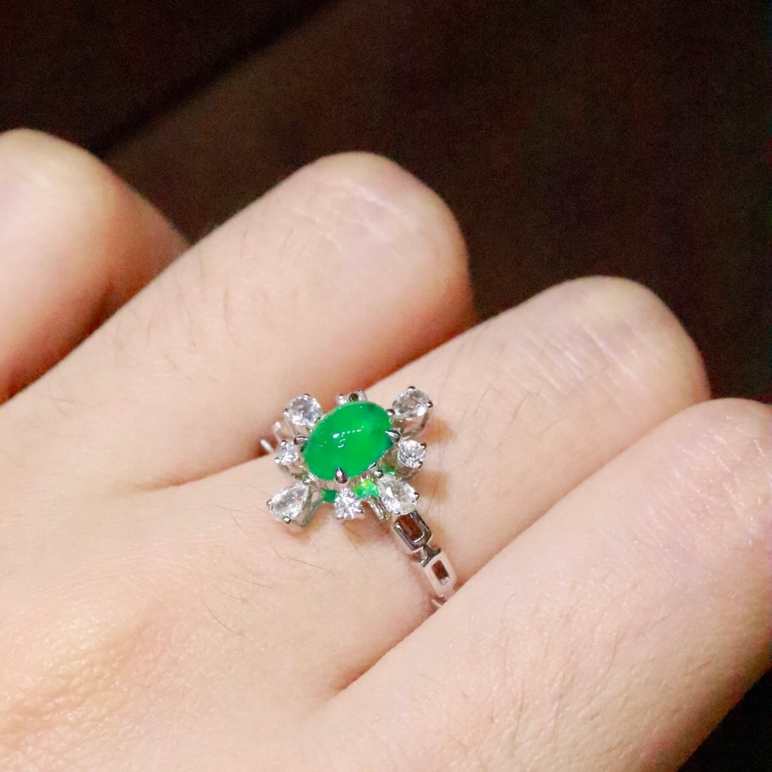 14k Gold 0.66 Ctw Natural Emerald & Diamond Ring - 6