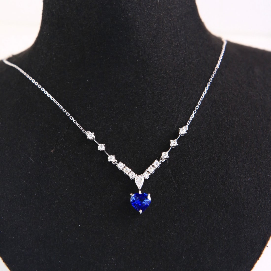 14k Gold 1.09 Ctw Natural Sapphire & Diamond Necklace - 5