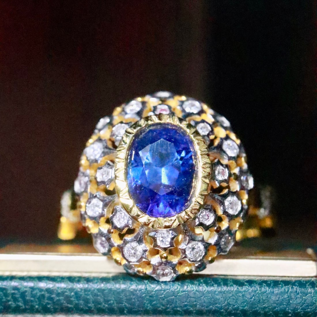 14k Gold 1.45 Ctw Natural Sapphire & Diamond Ring - 2