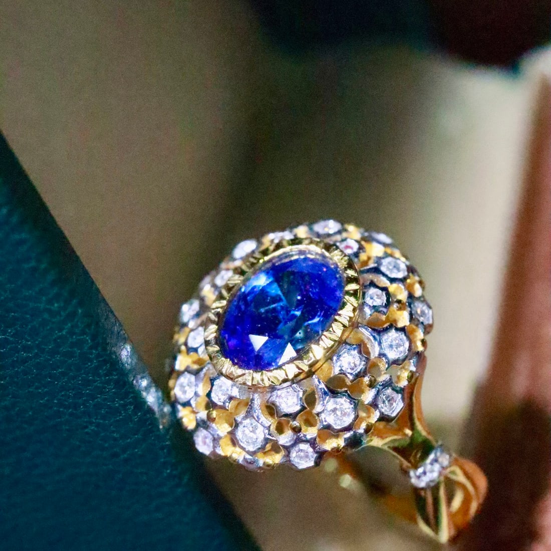 14k Gold 1.45 Ctw Natural Sapphire & Diamond Ring - 3