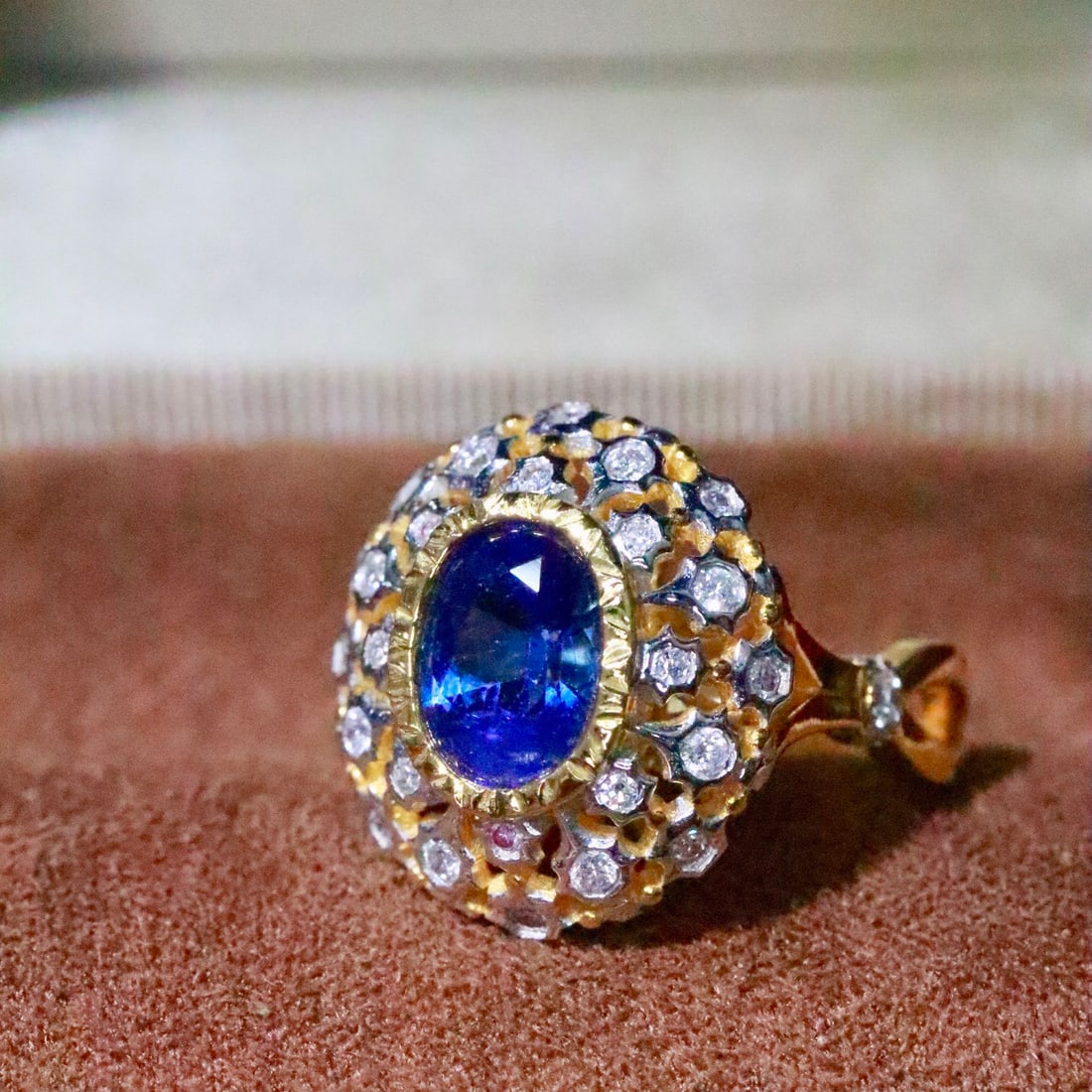 14k Gold 1.45 Ctw Natural Sapphire & Diamond Ring - 4