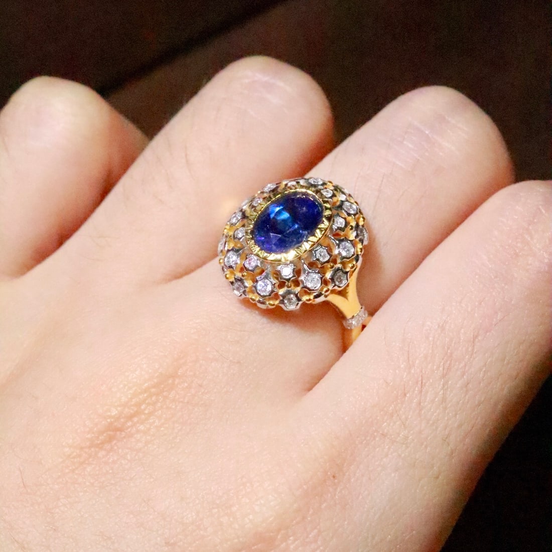 14k Gold 1.45 Ctw Natural Sapphire & Diamond Ring - 5