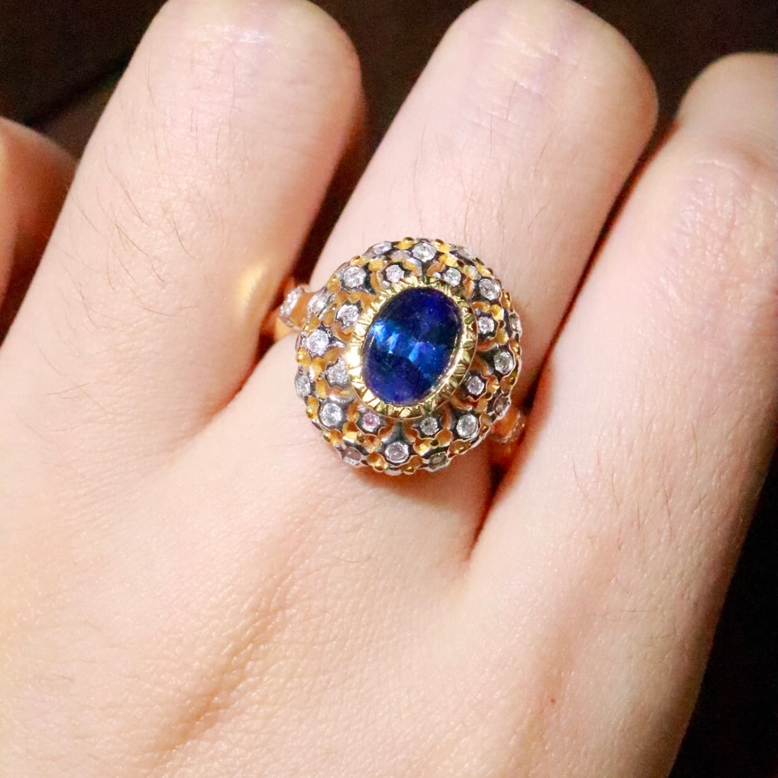 14k Gold 1.45 Ctw Natural Sapphire & Diamond Ring - 6