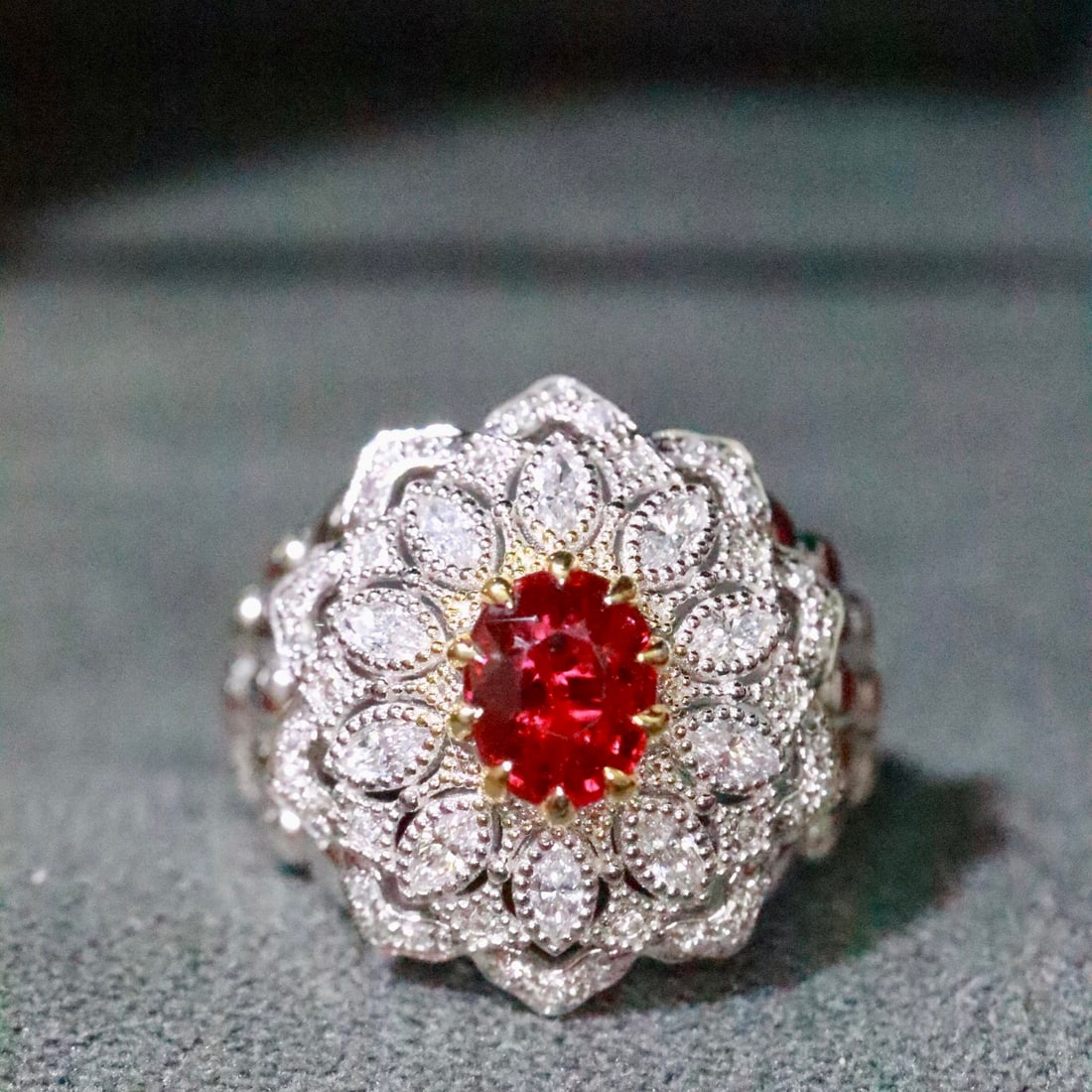 14k Gold 1.10 Ctw Natural Ruby & Diamond Ring: Ref:231154386 // gold content:14k gold // ring size:7. 25us // // main gemstone:ruby // shape:oval // carat weight:0. 97ct // color:red // treatment:natural // // adjacent gemstone 2 : diamond //