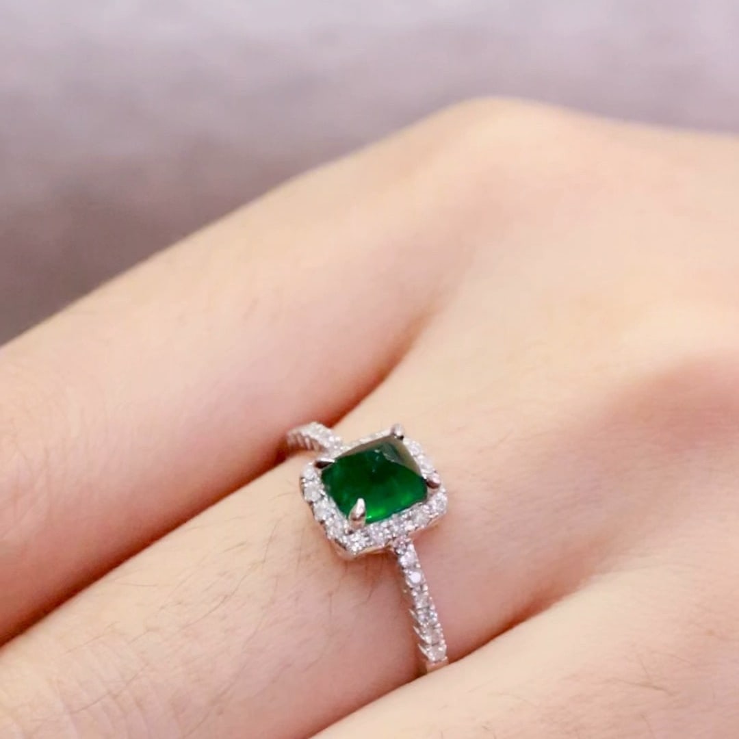 14k Gold 1.01 Ctw Natural Emerald & Diamond Ring - 4