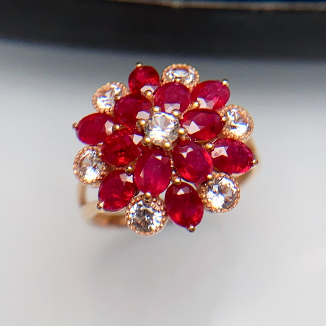 14k Gold 3.45 Ct Natural Ruby & Sapphire Ring - 4