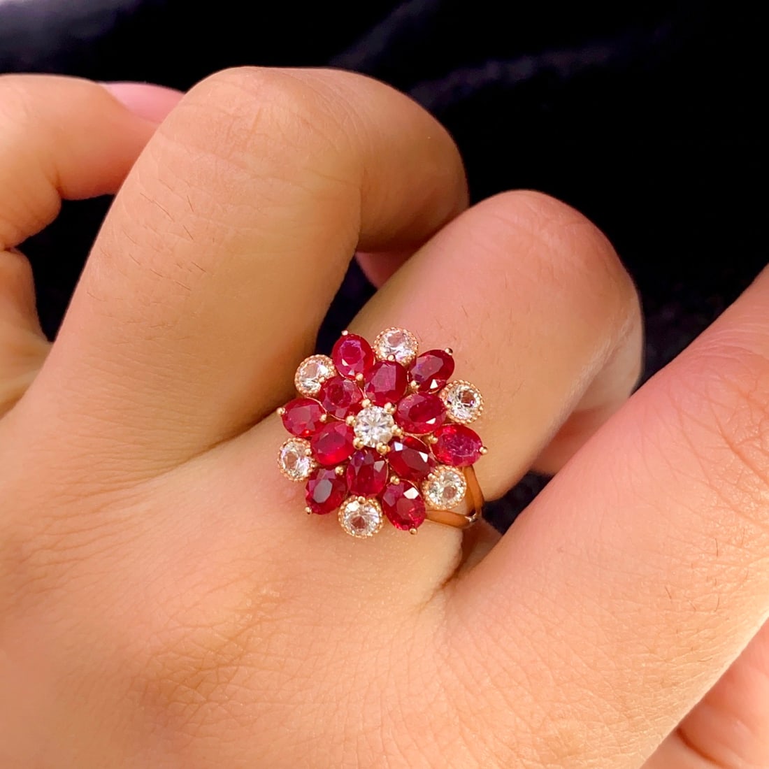14k Gold 3.45 Ct Natural Ruby & Sapphire Ring - 5