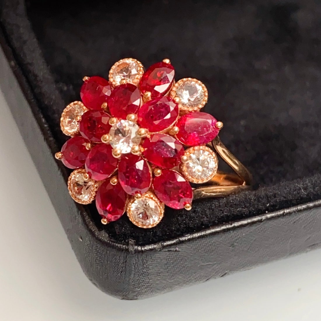14k Gold 3.45 Ct Natural Ruby & Sapphire Ring - 6