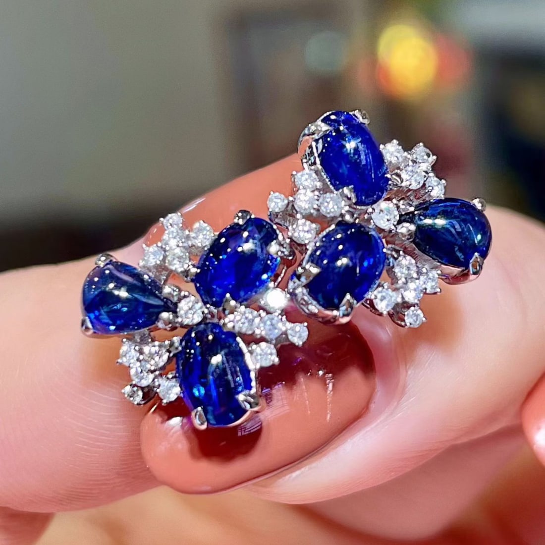 14k Gold 3.31 Ctw Natural Sapphire & Diamond Earrings - 2