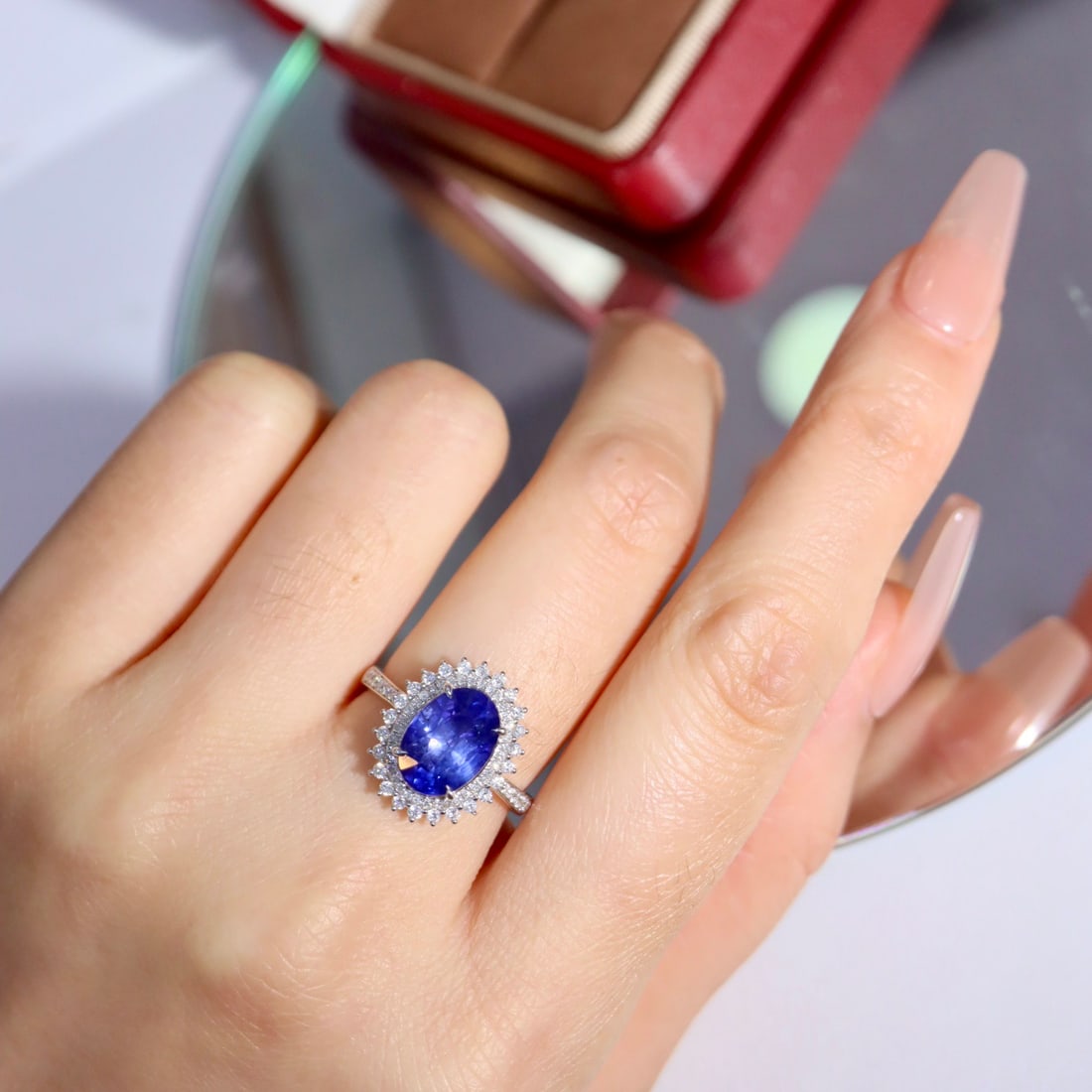 14k Gold 5.06 Ctw Natural Sapphire & Diamond Ring - 4