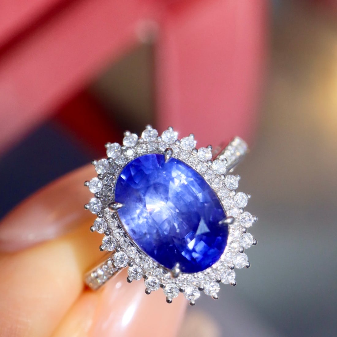 14k Gold 5.06 Ctw Natural Sapphire & Diamond Ring - 7