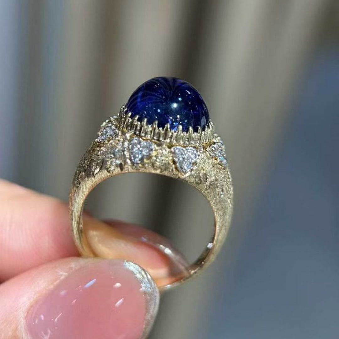 14k Gold 6.63 Ct Natural Tanzanite & Diamond Ring - 3