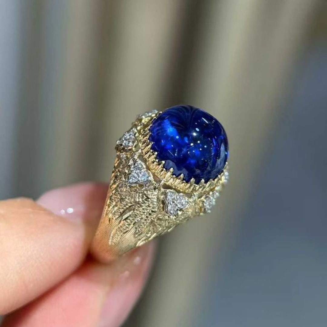 14k Gold 6.63 Ct Natural Tanzanite & Diamond Ring - 4