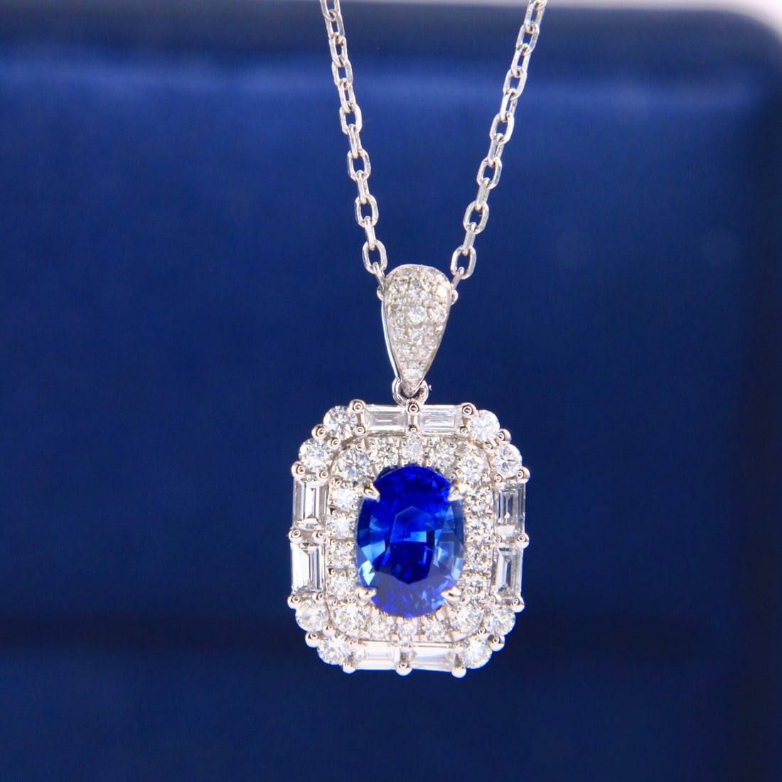14k Gold 1.90 Ctw Natural Sapphire & Diamond Necklace - 3